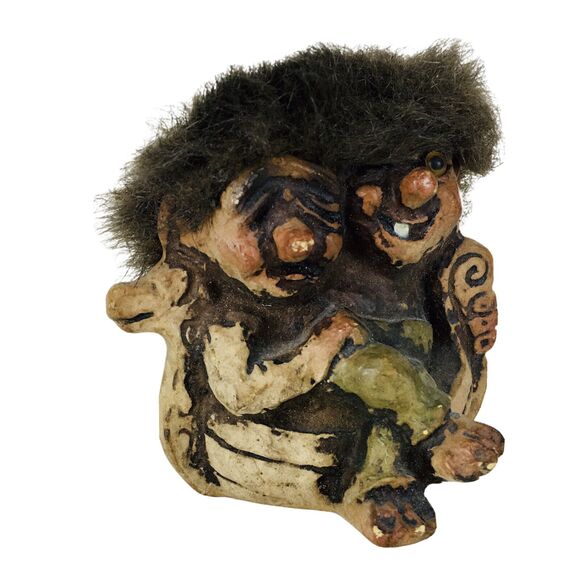 Vintage Fosse-Troll #118 In Norway Handmade Fantasy Conjoined Double Head Troll - Picture 2 of 7